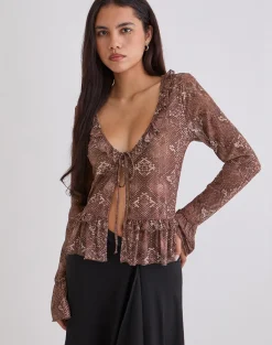 Primrose Long Sleeve Top in Oversized Snake Skin