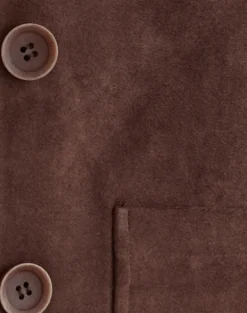 Quincy Faux Suede Cropped Jacket in Brown