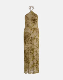 Rabika Maxi Dress in Burn Velvet Green