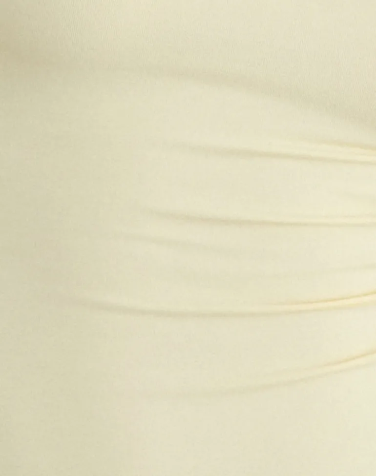 Raceline Halterneck Top in Rayon Jersey Lemon