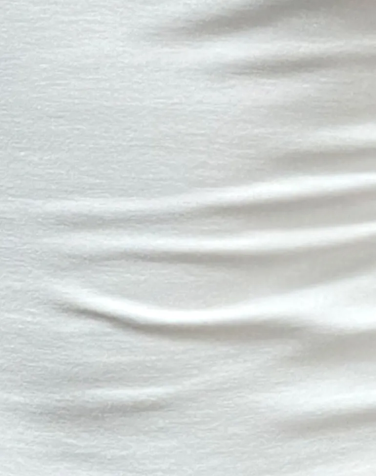 Raceline Halterneck Top in Rayon Jersey White
