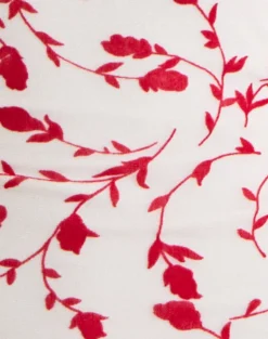 Radu Midi Skirt in Cream with Red Leafy Lily Flock