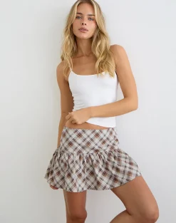 Raffita Mini Skirt in Angled Check Brown