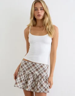 Raffita Mini Skirt in Angled Check Brown