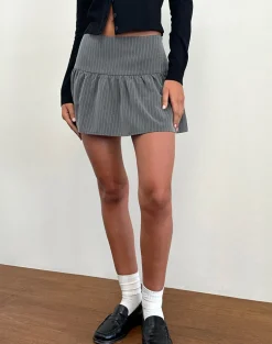 Raffita Mini Skirt in Pinstripe Grey