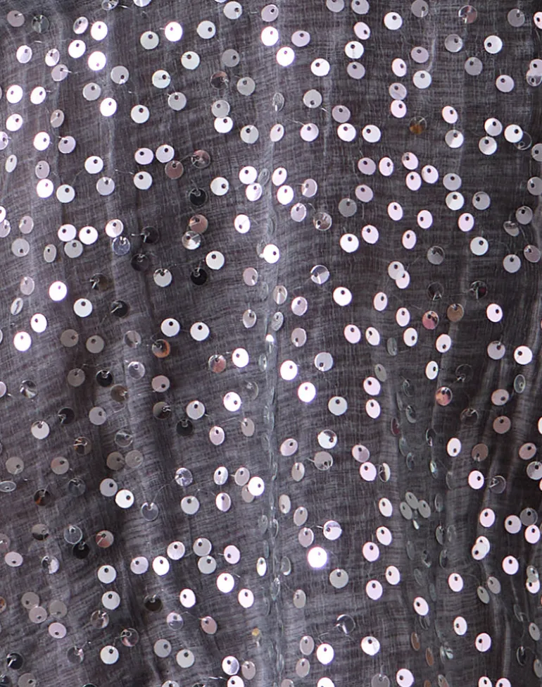 Rafina Halter Top in Chiffon Sequin Grey