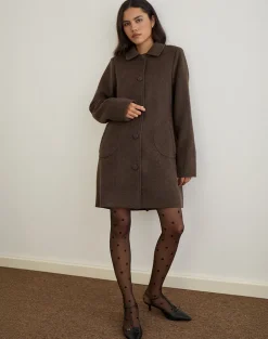Rakai Pea Coat in Chocolate Wool