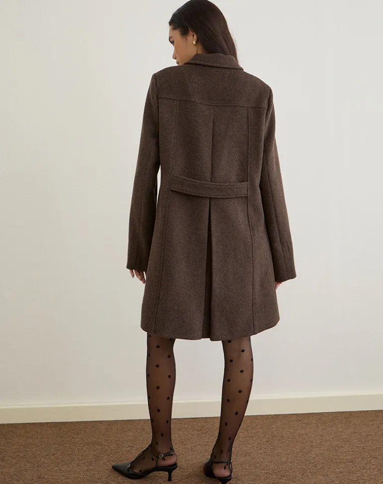 Rakai Pea Coat in Chocolate Wool