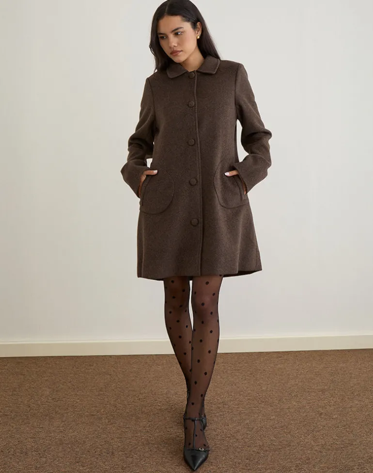 Rakai Pea Coat in Chocolate Wool