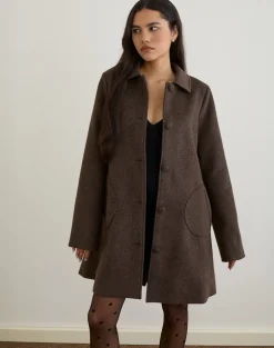 Rakai Pea Coat in Chocolate Wool