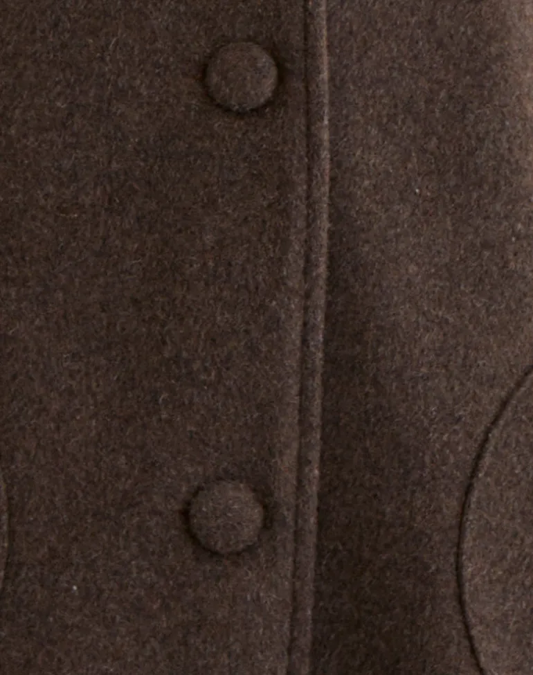 Rakai Pea Coat in Chocolate Wool