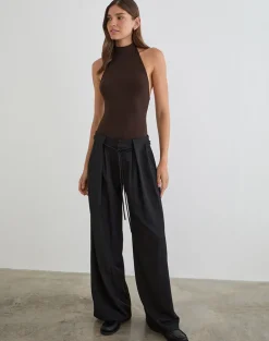 Raleah Halterneck Bodysuit in Jersey Bitter Chocolate