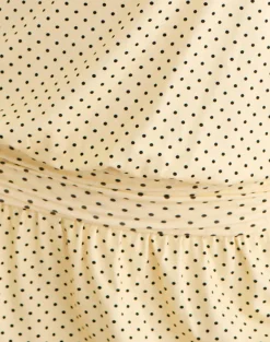 Ramira Drop Waist Mini Dress in Butter Yellow with Micro Polka Dots
