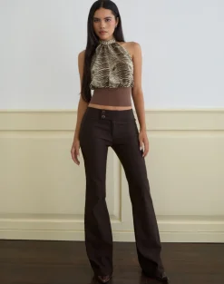 Rania Backless Top in Chiffon Wild Animal Align Brown
