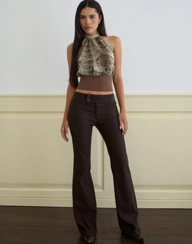 Rania Backless Top in Chiffon Wild Animal Align Brown