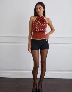 Rania Backless Top in Polka Burnt Red