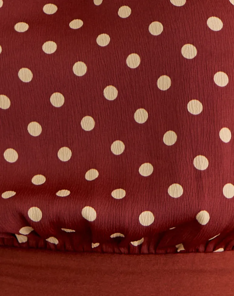 Rania Backless Top in Polka Burnt Red