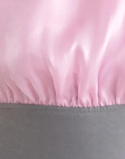 Rania Backless Top in Satin Organza Pink with Grey Contrast