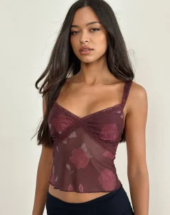 Rasa Cami Top in Blooming Rose Burgundy