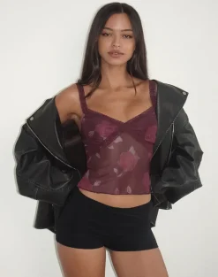 Rasa Cami Top in Blooming Rose Burgundy