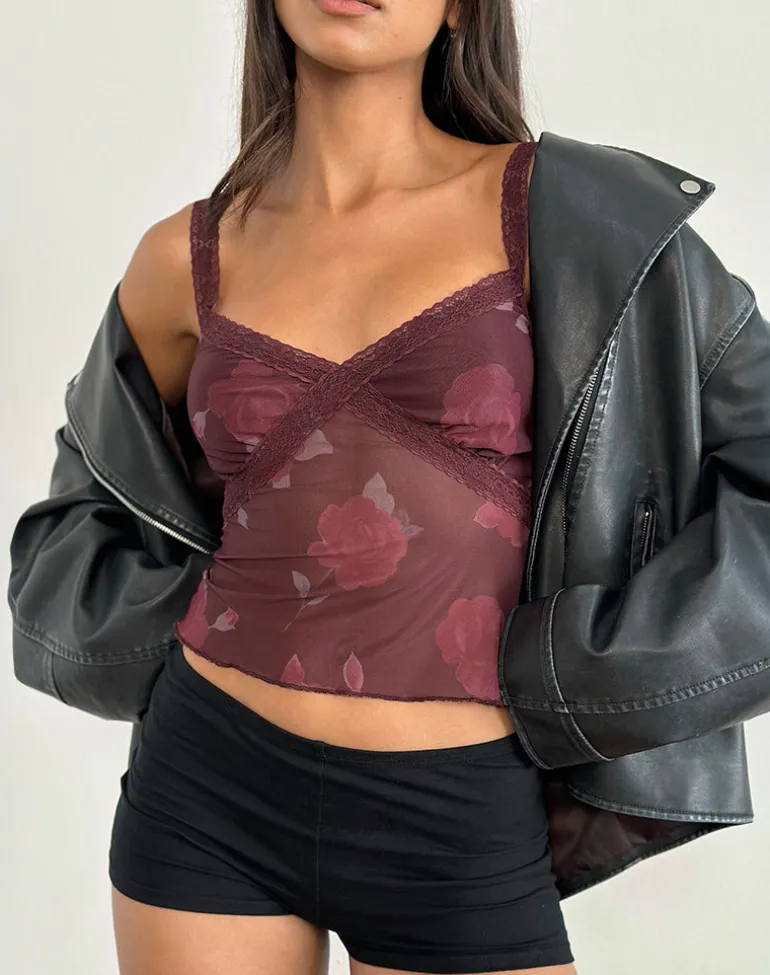 Rasa Cami Top in Blooming Rose Burgundy