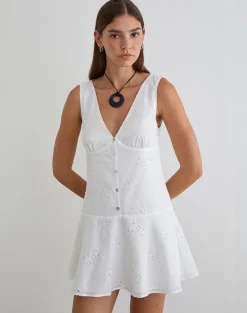 Raspati Mini Dress in Broderie White