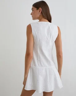 Raspati Mini Dress in Broderie White
