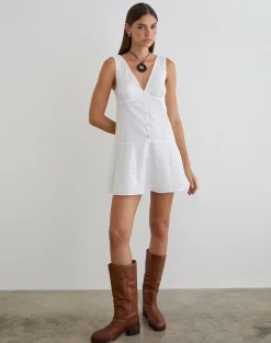 Raspati Mini Dress in Broderie White