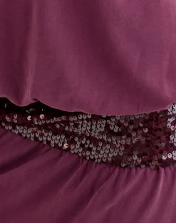 Ratana Bandeau Mini Dress in Cupro Deep Purple with Sequin Waistband