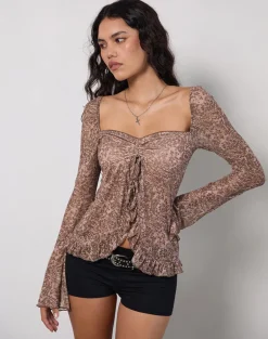 Ratu Top in Mesh Vintage Paisley Pink