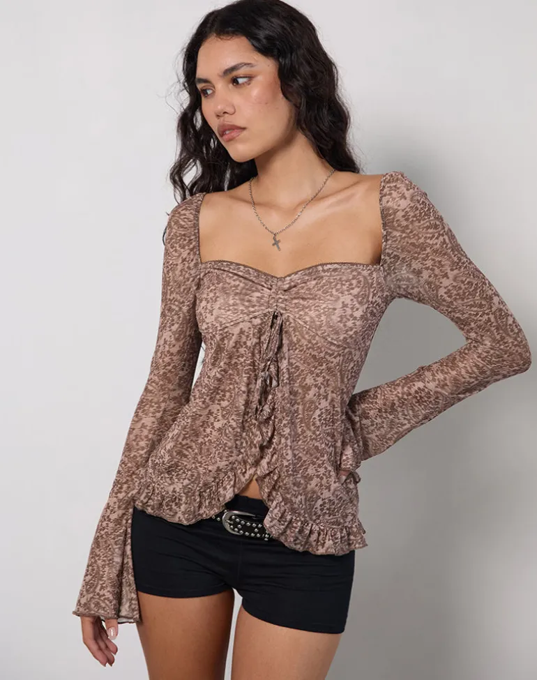 Ratu Top in Mesh Vintage Paisley Pink