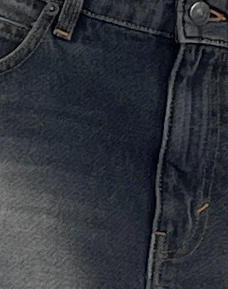 Raw Hem Denim Mini Skirt in Grey Used Bleach