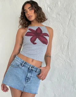 Raw Hem Denim Mini Skirt in Vintage Blue Wash