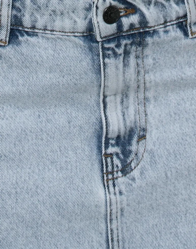 Raw Hem Mini Skirt Pockets in 80's Light Blue