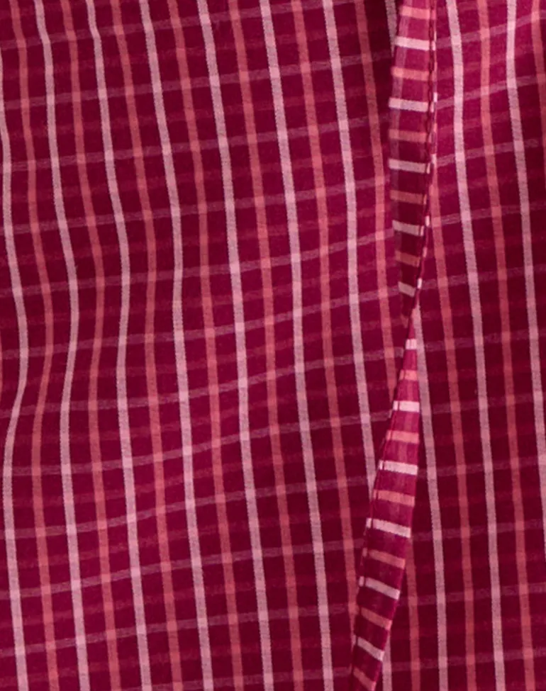 Reem Halterneck Top in Raspberry Shadow Check