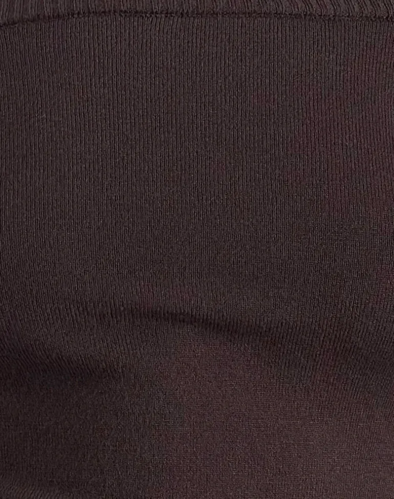 Renie Bardot Top in Dark Brown Knit