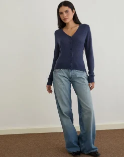 Renisa Cardigan in Sheer Knit Navy