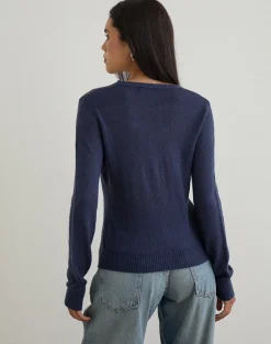 Renisa Cardigan in Sheer Knit Navy
