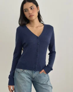Renisa Cardigan in Sheer Knit Navy