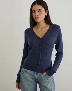 Renisa Cardigan in Sheer Knit Navy