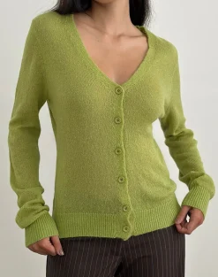 Renisa Cardigan in Sheer Knit Green