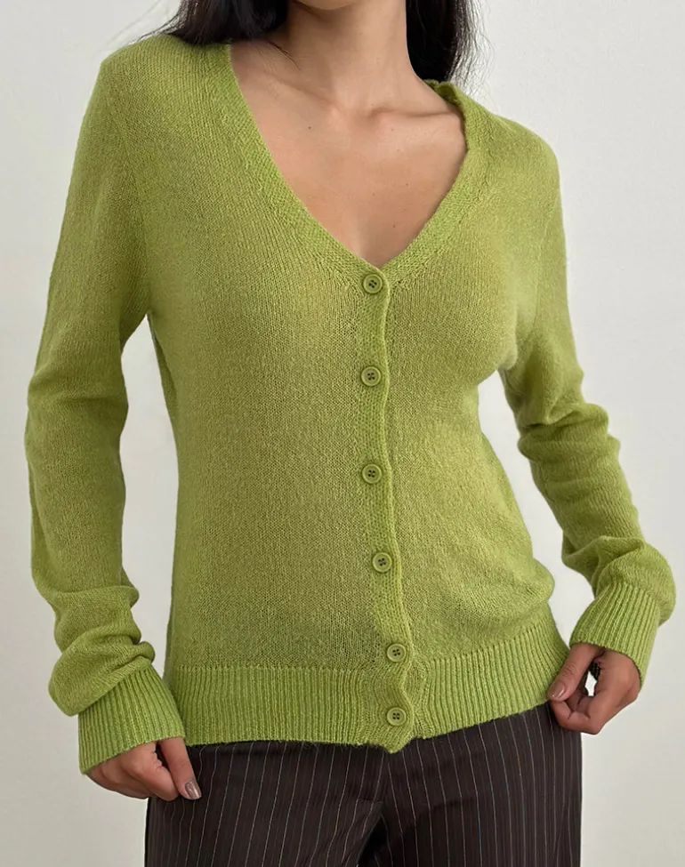 Renisa Cardigan in Sheer Knit Green