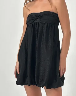 Richie Mini Dress in Satin Jacquard Black