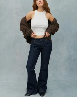 Rigid Low Rise Flare Jeans In Indigo