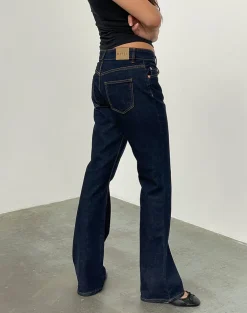 Rigid Low Rise Flare Jeans In Indigo