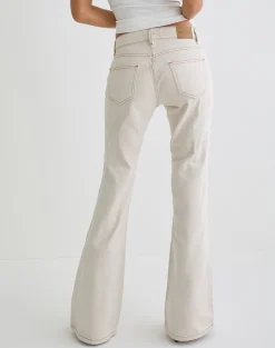 Rigid Low Rise Flare Jeans in Off White