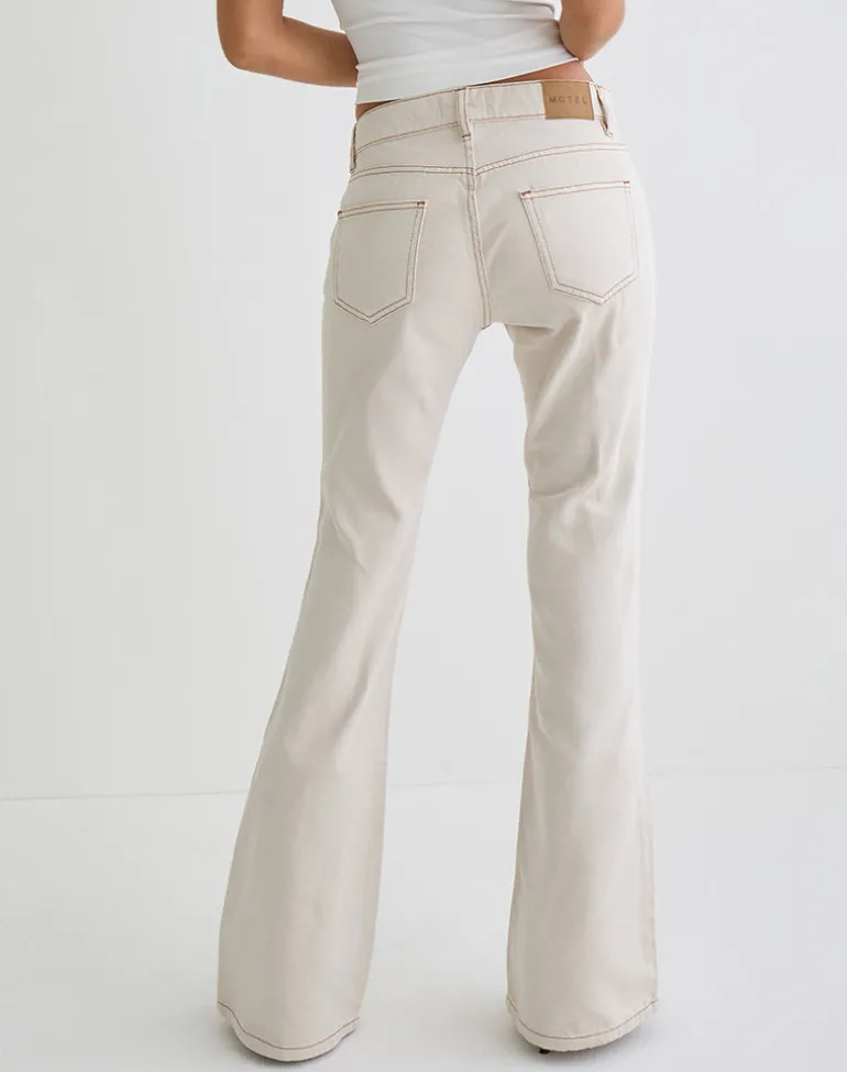 Rigid Low Rise Flare Jeans in Off White