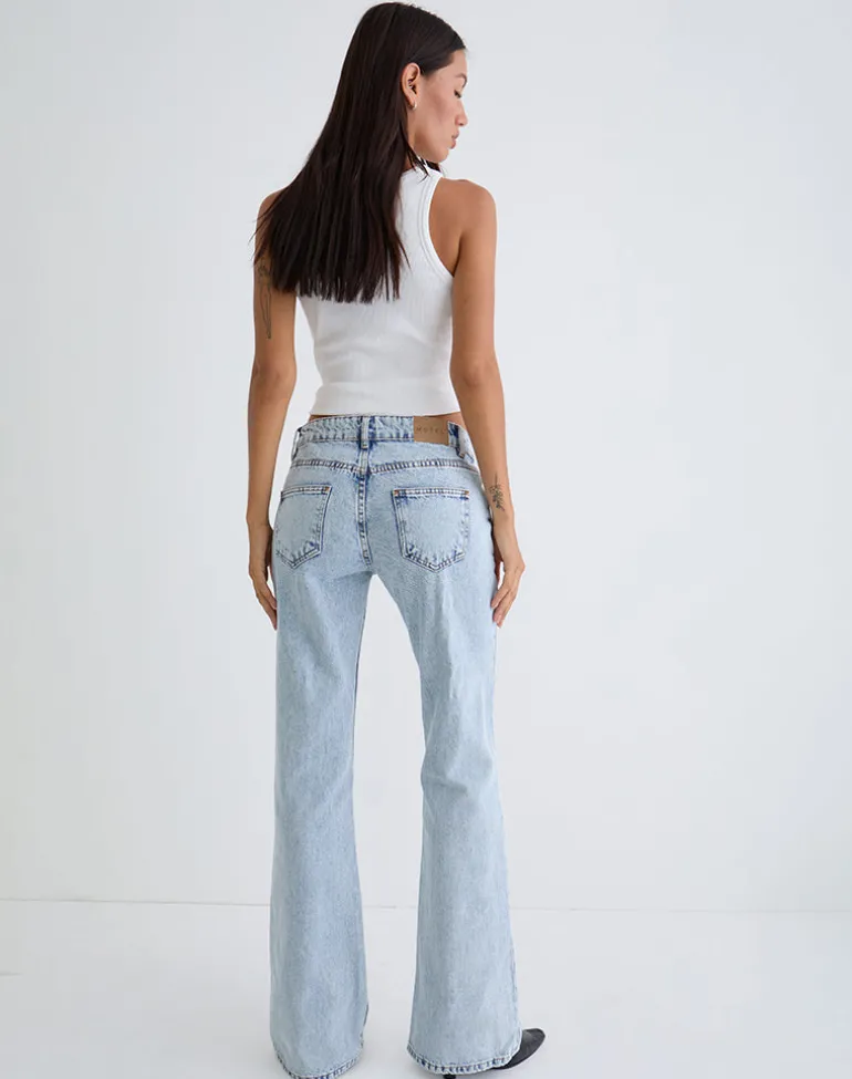 Rigid Low Rise Flare Jeans in 80s Light Wash