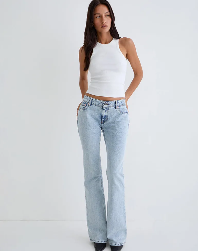 Rigid Low Rise Flare Jeans in 80s Light Wash
