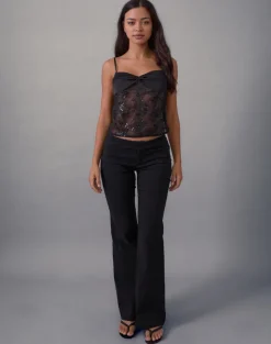 Rikasu Top in Floral Chiffon Sequin Black